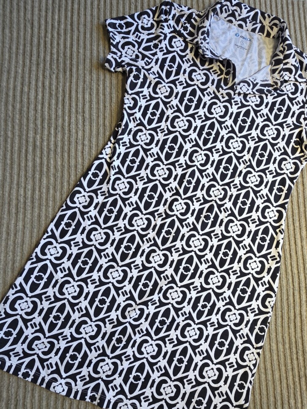 IBKUL Womens Black White Polo Golf Dress UPF 50 Sz S Travel Packable Tennis